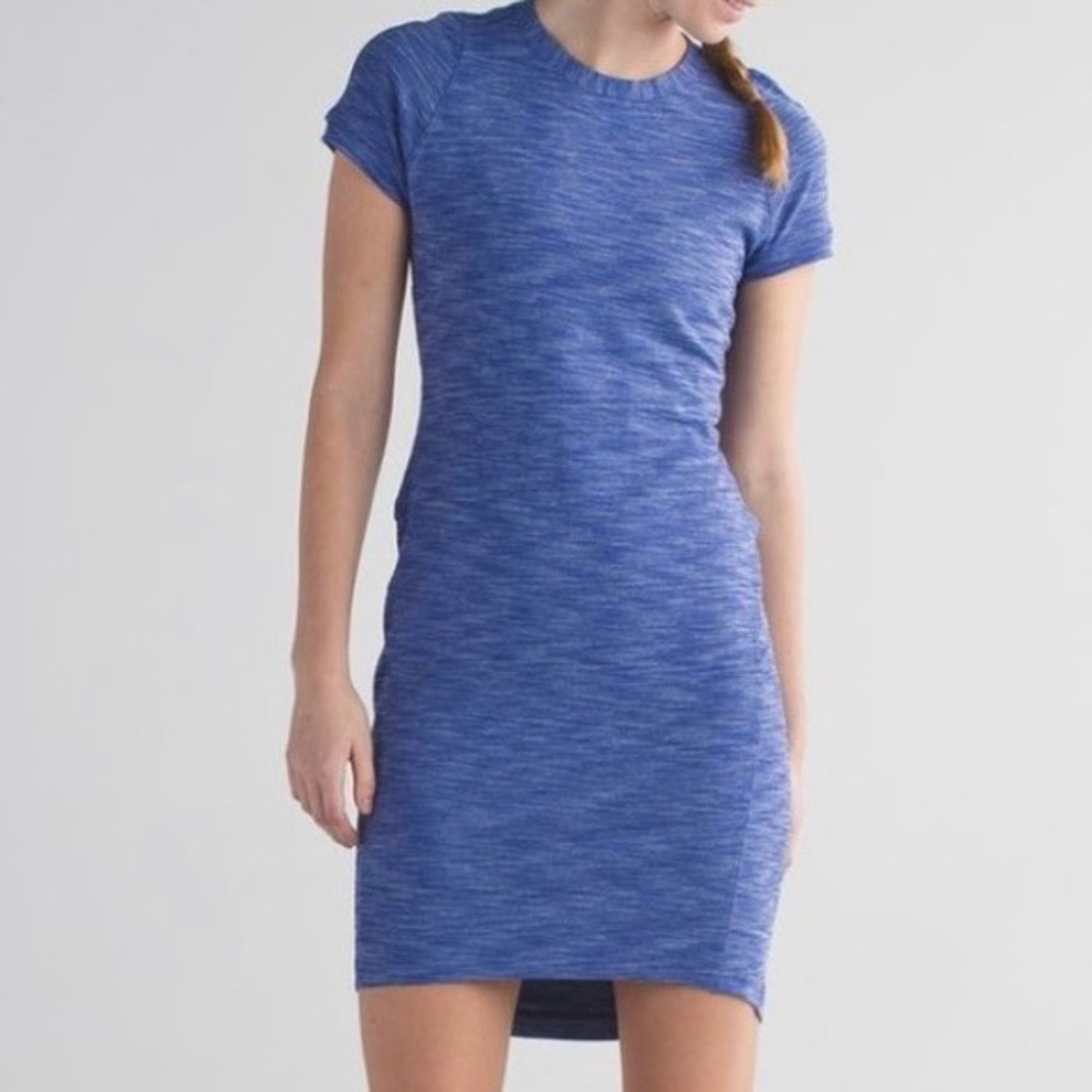 Lululemon Athletica &go Where-To T-Shirt Dress Heathered Sapphire Blue Size 10